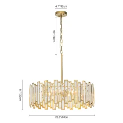 Modern Glam Brass 6-Light Crystal Drum Cage Chandelier