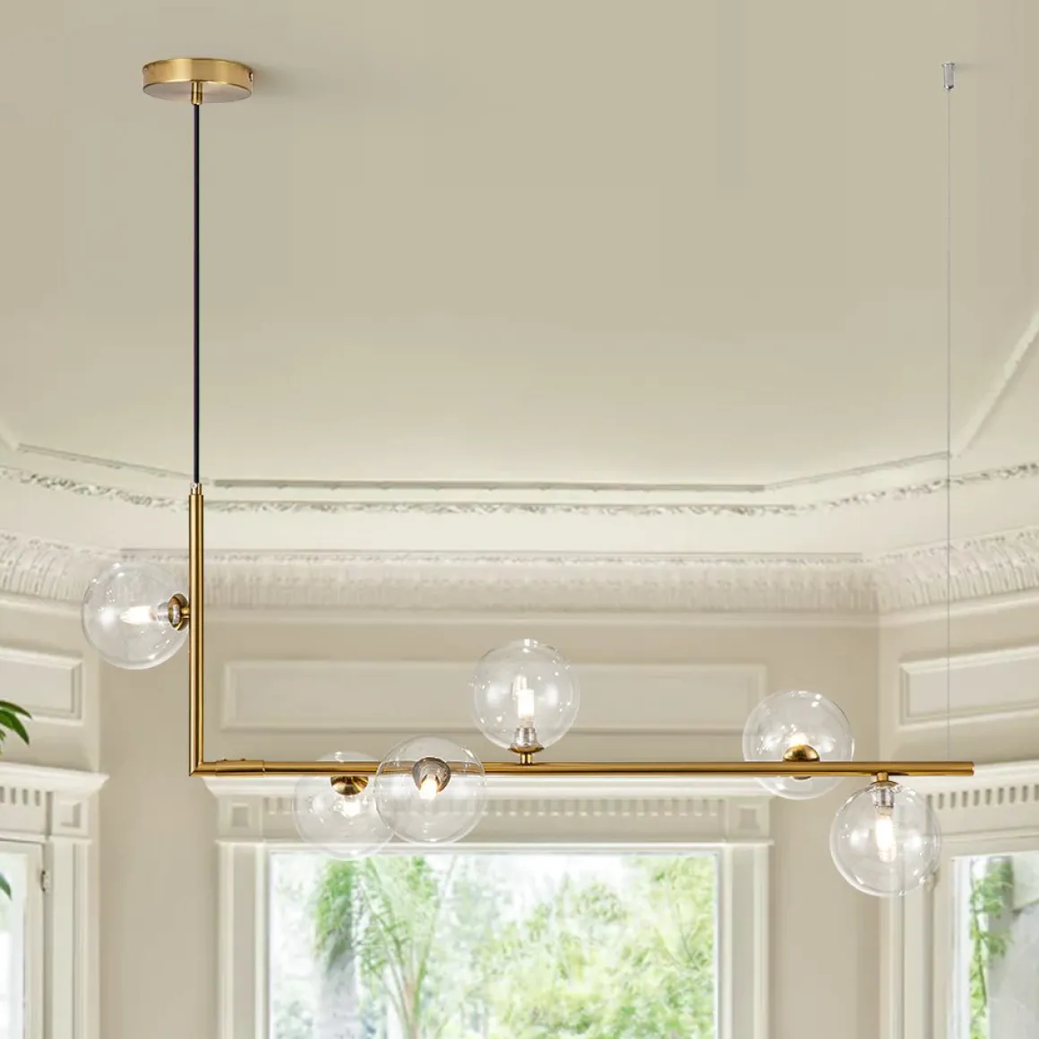 Modern Glass Bubble Kitchen Island Linear Pendant