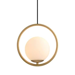 Modern Gold 1-Ring Frosted Globe Single Pendant Light