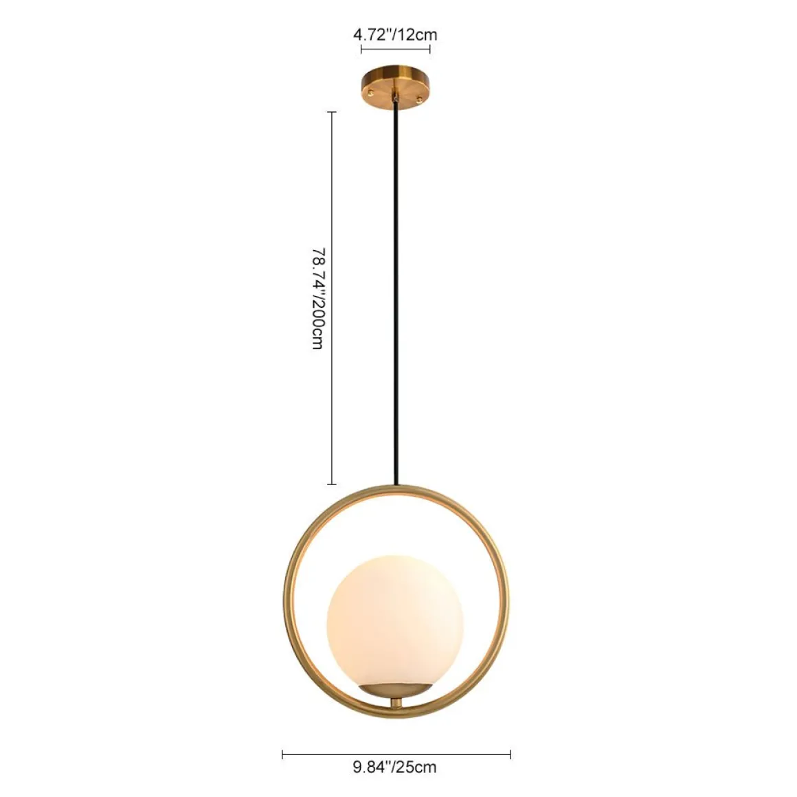 Modern Gold 1-Ring Frosted Globe Single Pendant Light