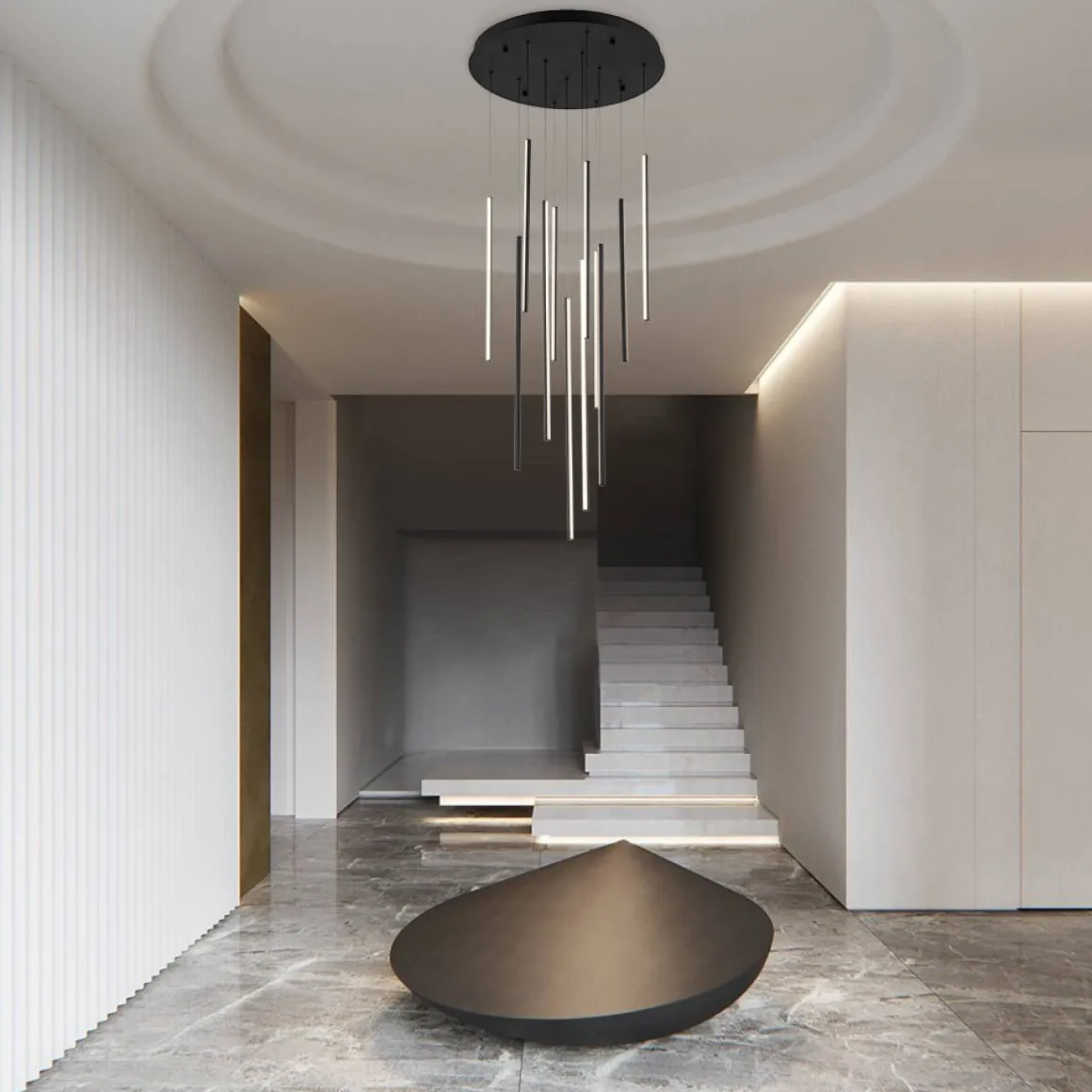 Modern 12-Light Black Cluster Tube LED Pendant Light