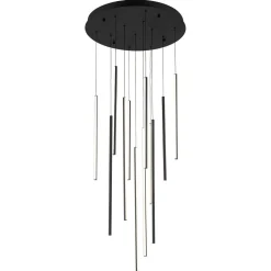 Modern 12-Light Black Cluster Tube LED Pendant Light