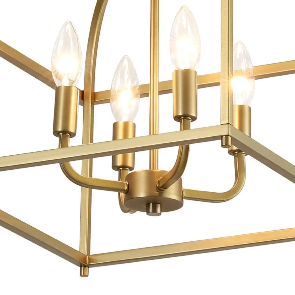 Modern 4-Light Candle Style Square Cage Semi Flush Mount