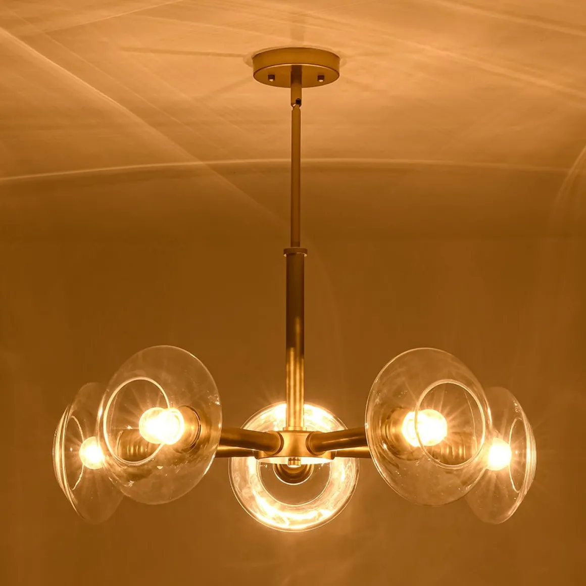 Modern 5-Light Clear Glass Round Sputnik Chandelier