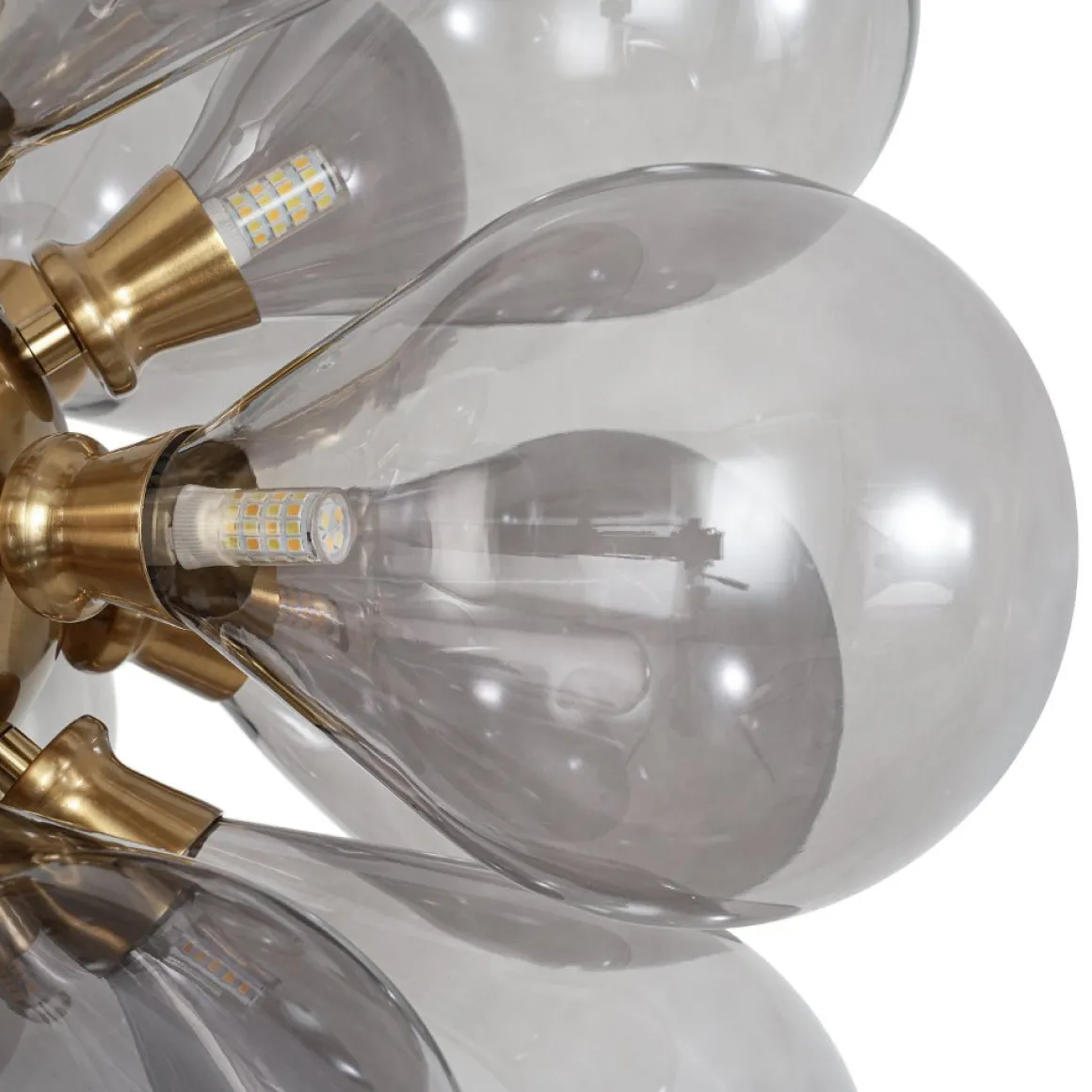 Modern 18-Light Cluster Gray Glass Bubble Chandelier