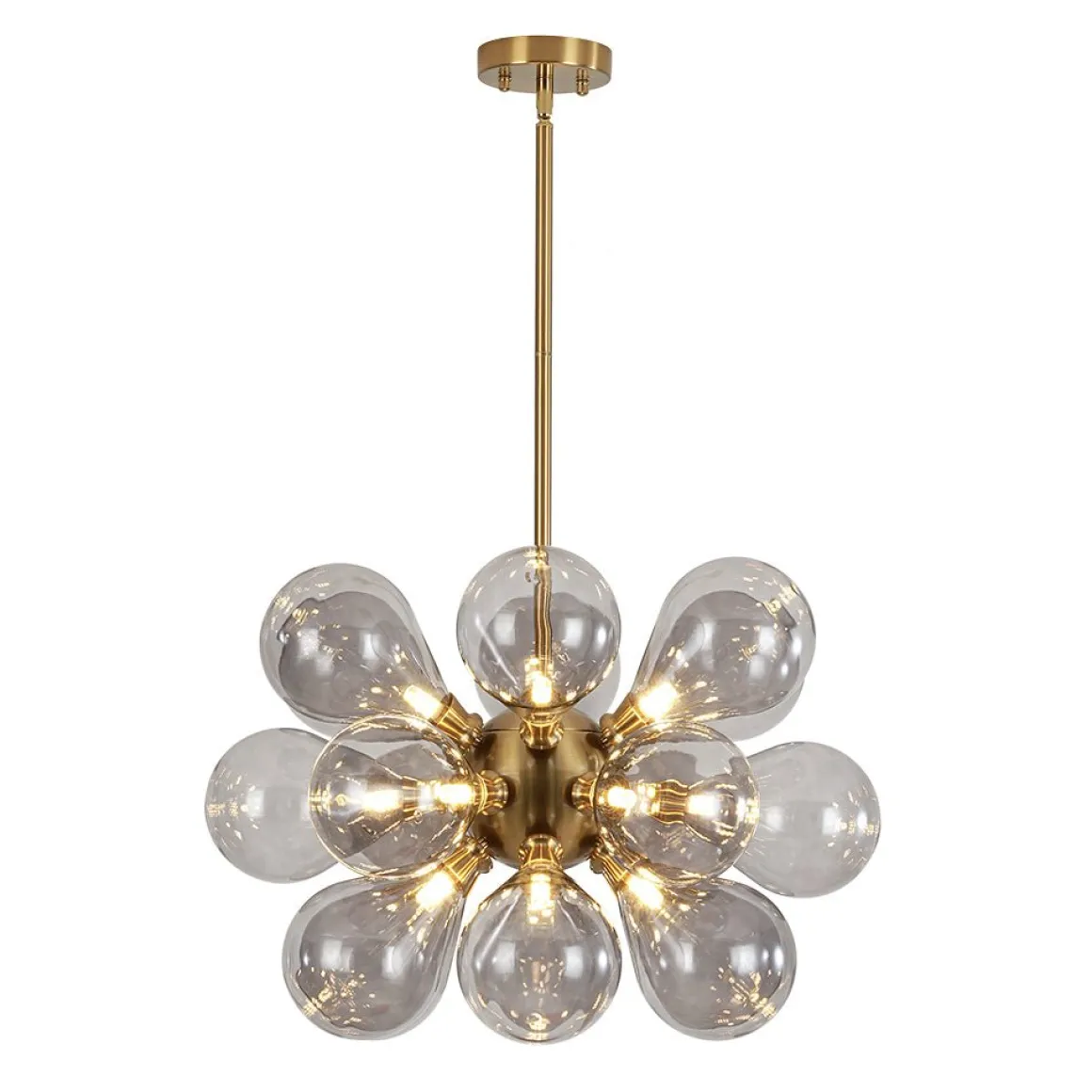 Modern 18-Light Cluster Gray Glass Bubble Chandelier