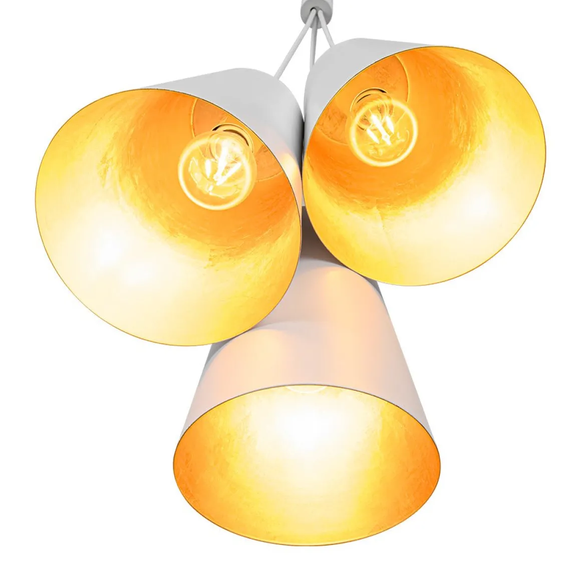 Modern 3-Light Cluster Metal Conical Shade Chandelier