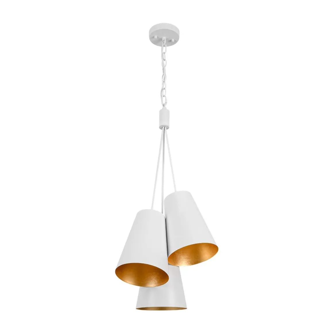 Modern 3-Light Cluster Metal Conical Shade Chandelier