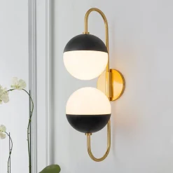 Modern 2-Light Double Goose Arm Globe Wall Sconce