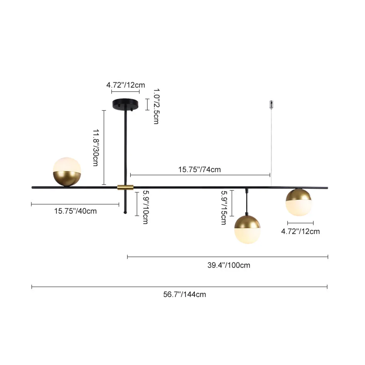 Modern 3-light Linear Island Lighting