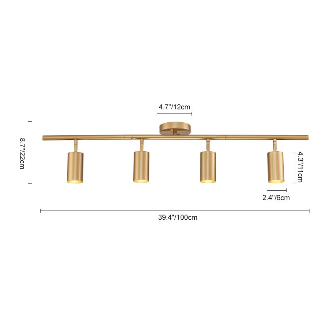 Modern 4-Light Linear Semi Flush Track Light