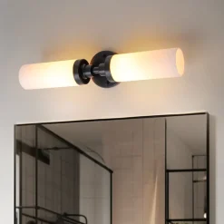 Modern 2-Light Opal Glass Cylinder Vanity Wall Lamp