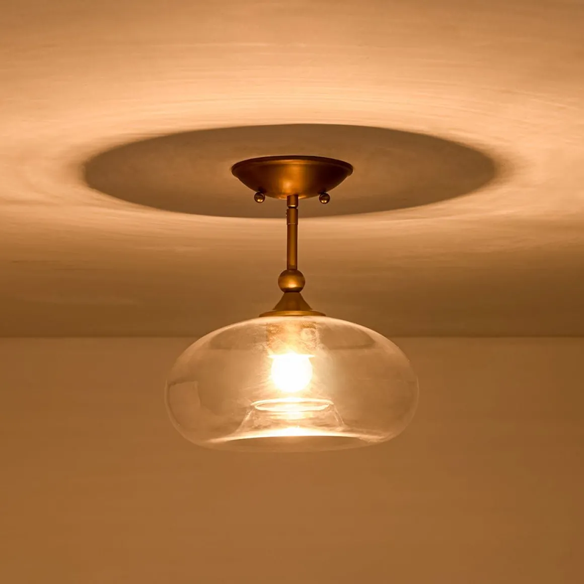 Modern 1-Light Round Donut Glass Semi Flush Mount