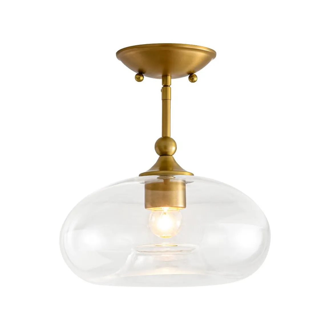 Modern 1-Light Round Donut Glass Semi Flush Mount