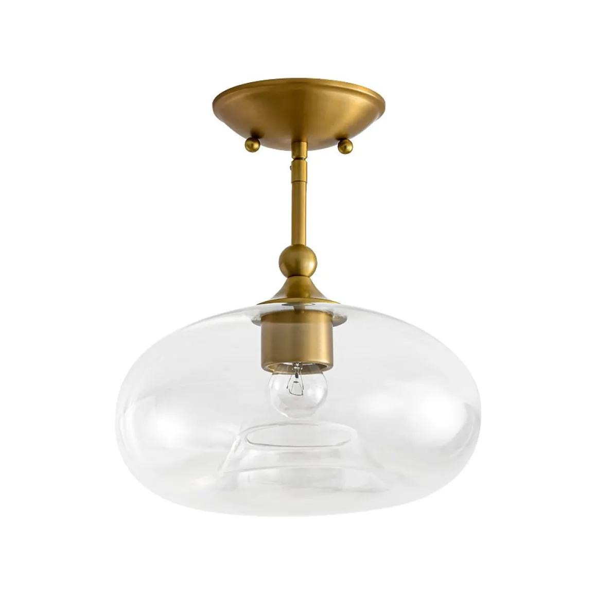 Modern 1-Light Round Donut Glass Semi Flush Mount