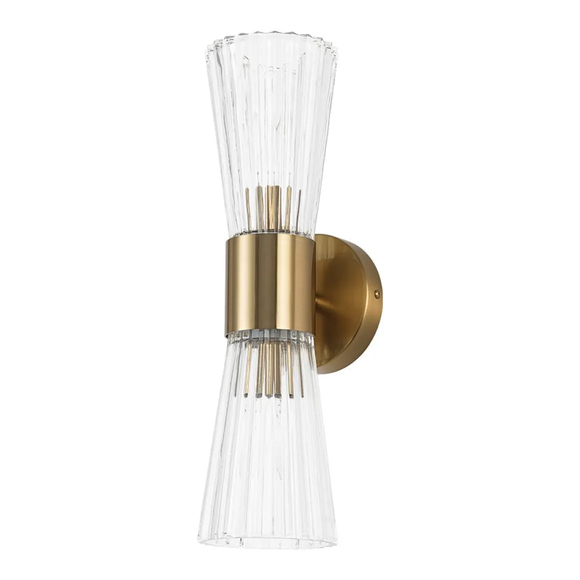 Modern 2-Light Up Down Ribbed Glass Hourglass Wall Lamp