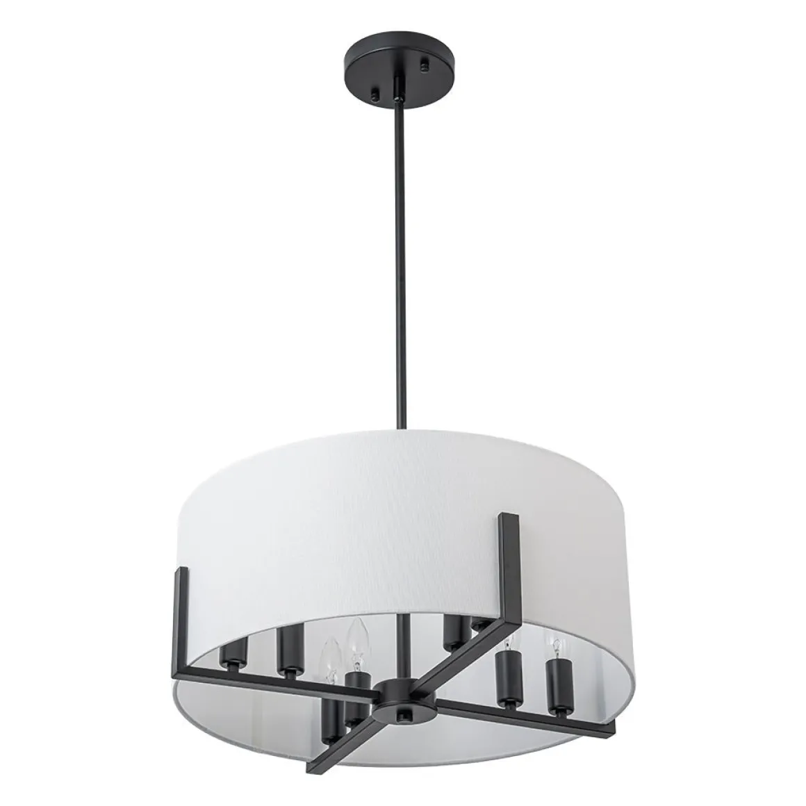 Modern 8-Light Wide Drum Fabric Cage Chandelier