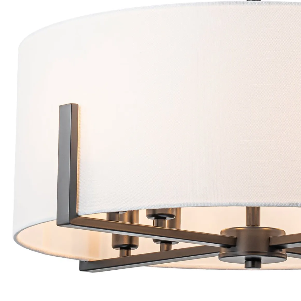 Modern 8-Light Wide Drum Fabric Cage Chandelier