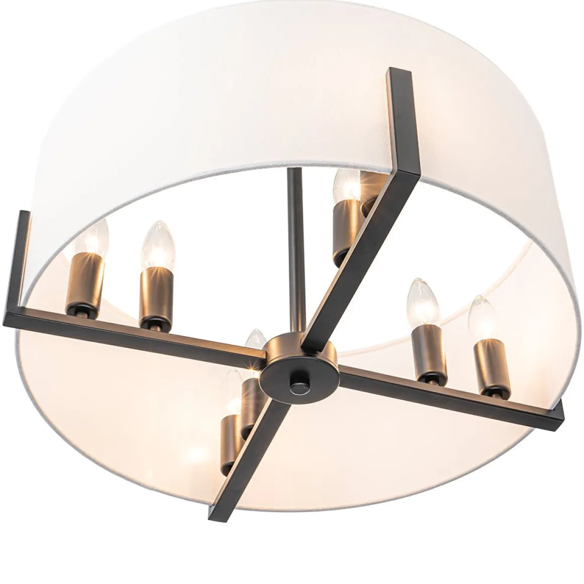 Modern 8-Light Wide Drum Fabric Cage Chandelier