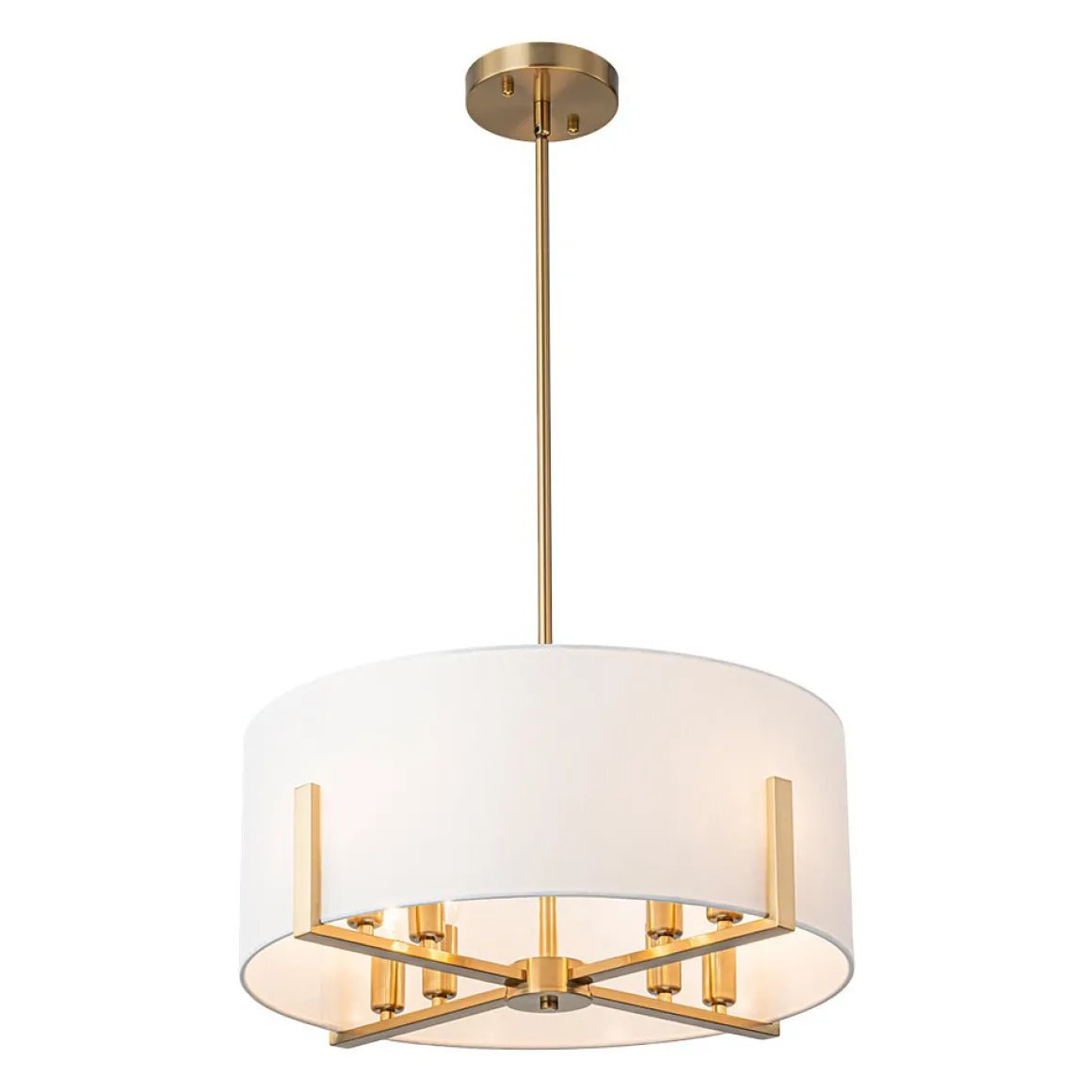 Modern 8-Light Wide Drum Fabric Cage Chandelier