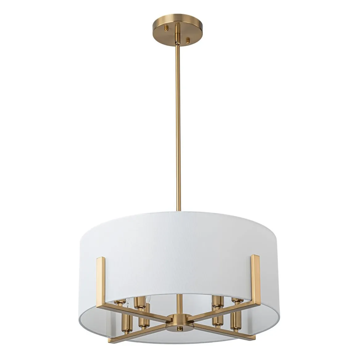 Modern 8-Light Wide Drum Fabric Cage Chandelier