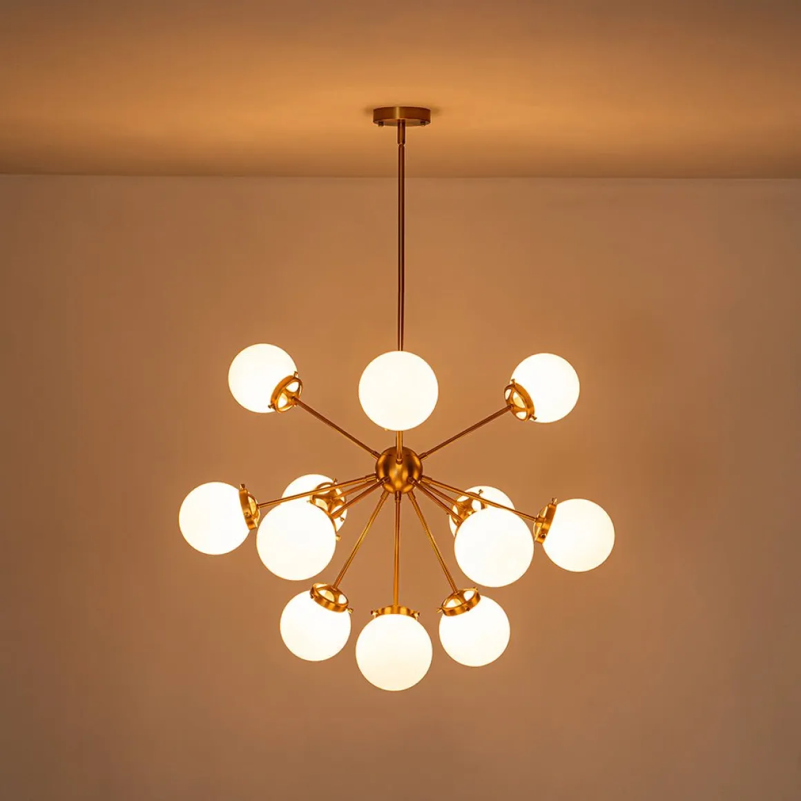 Modern Opal Glass Globe 12-light Sphere Sputnik Chandelier