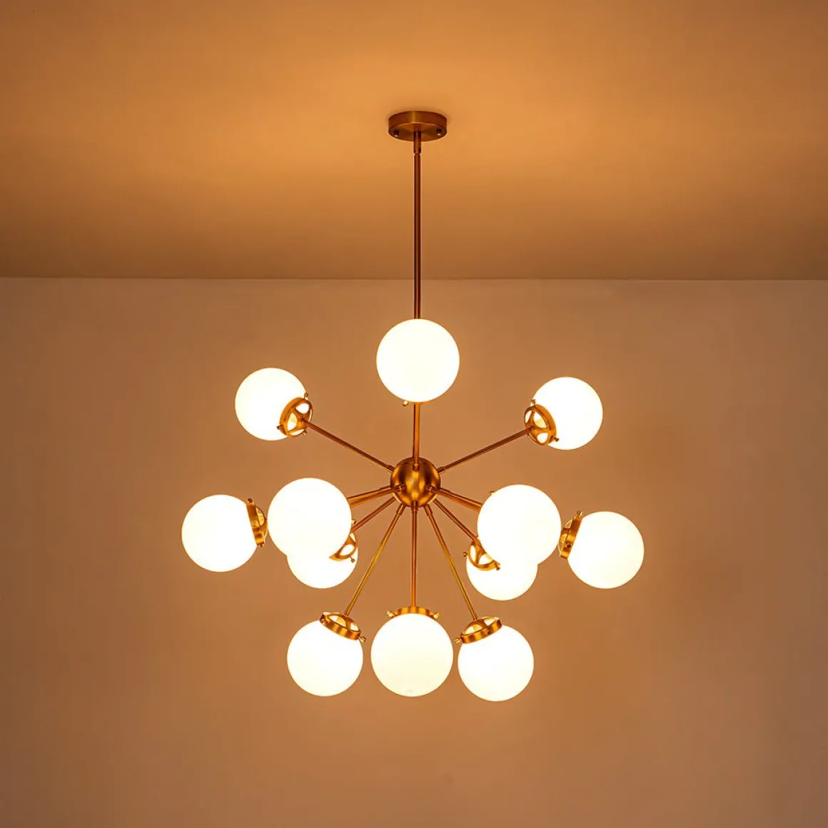 Modern Opal Glass Globe 12-light Sphere Sputnik Chandelier