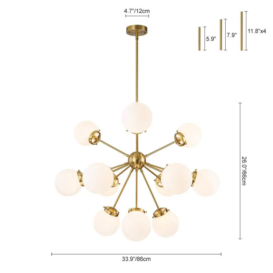 Modern Opal Glass Globe 12-light Sphere Sputnik Chandelier