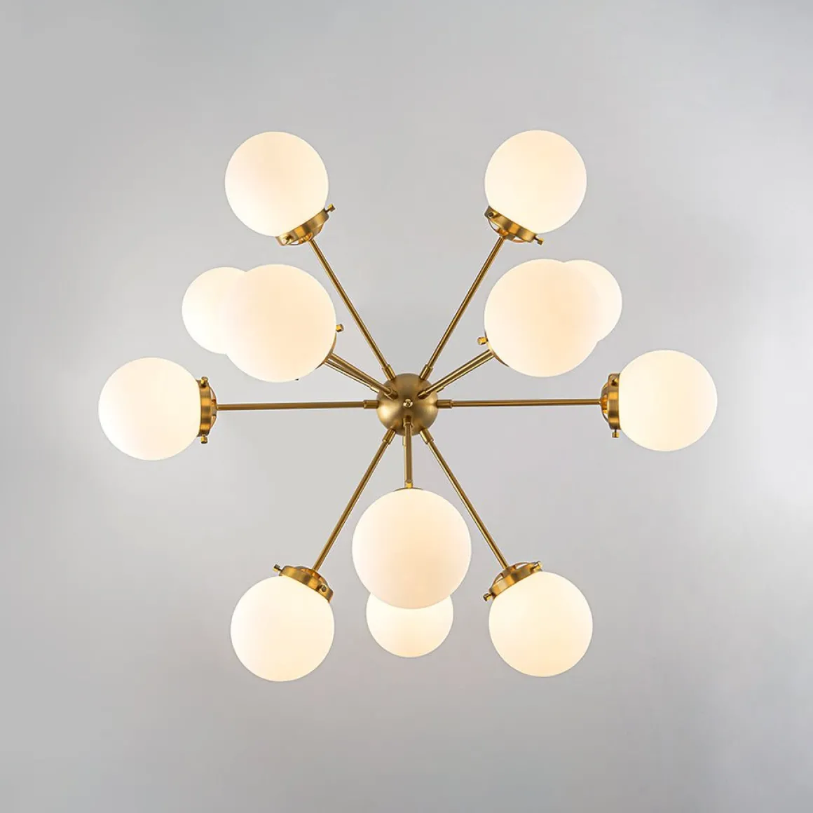 Modern Opal Glass Globe 12-light Sphere Sputnik Chandelier