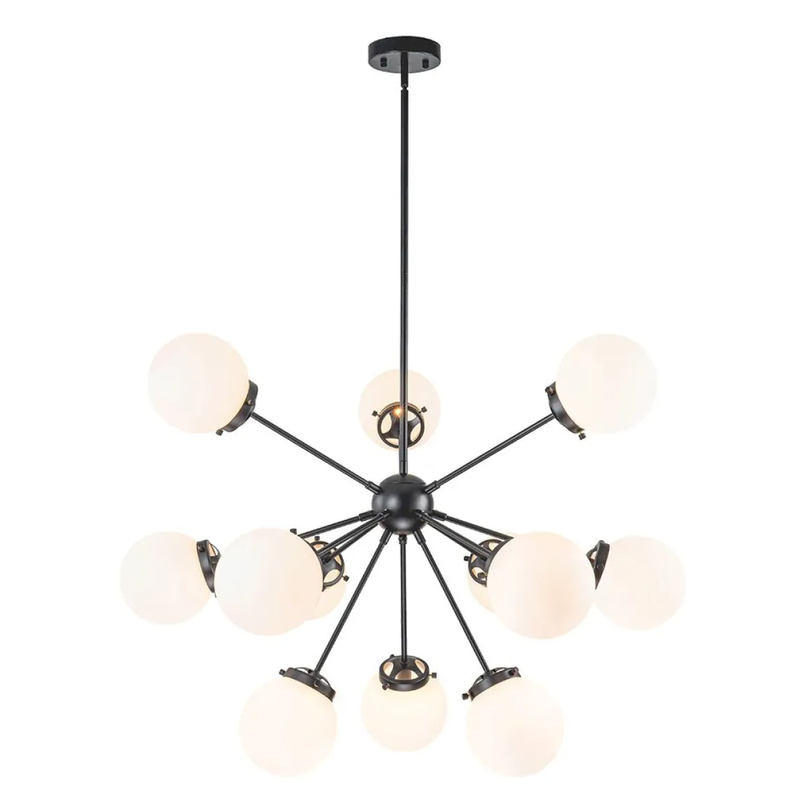 Modern Opal Glass Globe 12-light Sphere Sputnik Chandelier