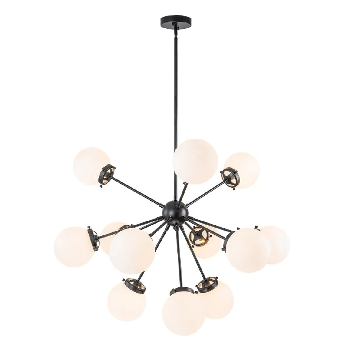 Modern Opal Glass Globe 12-light Sphere Sputnik Chandelier