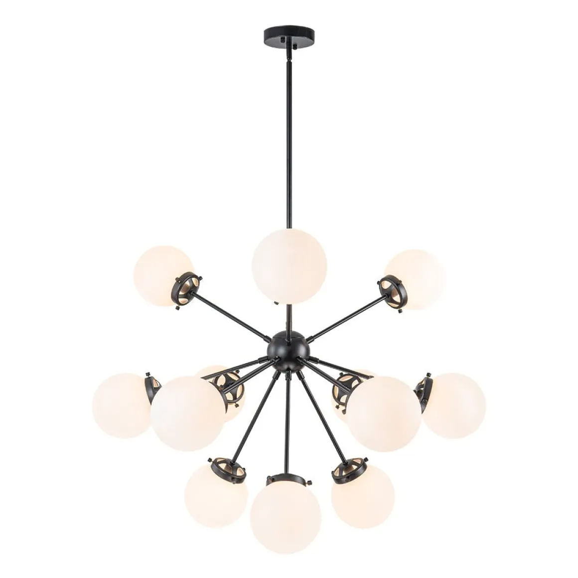 Modern Opal Glass Globe 12-light Sphere Sputnik Chandelier