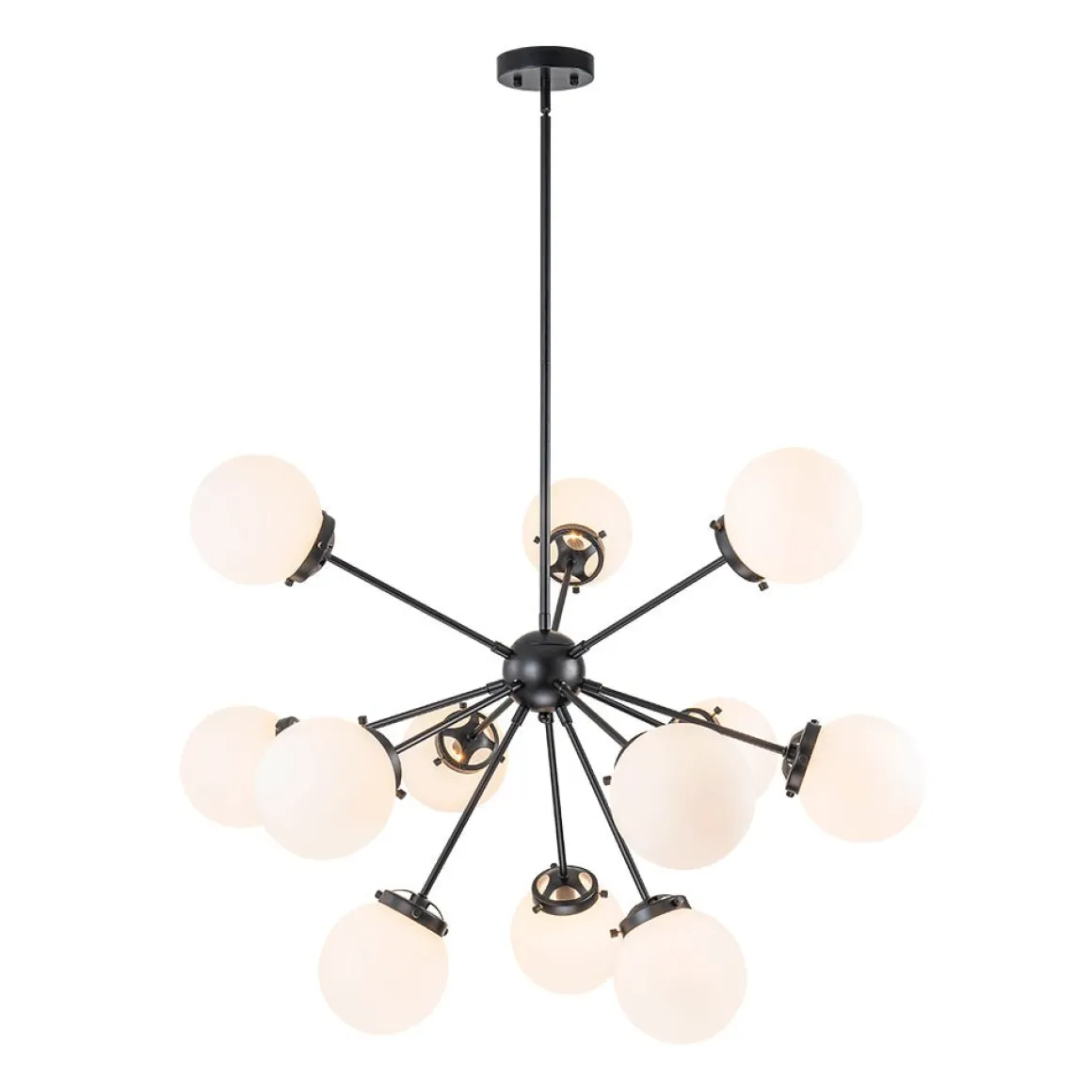Modern Opal Glass Globe 12-light Sphere Sputnik Chandelier