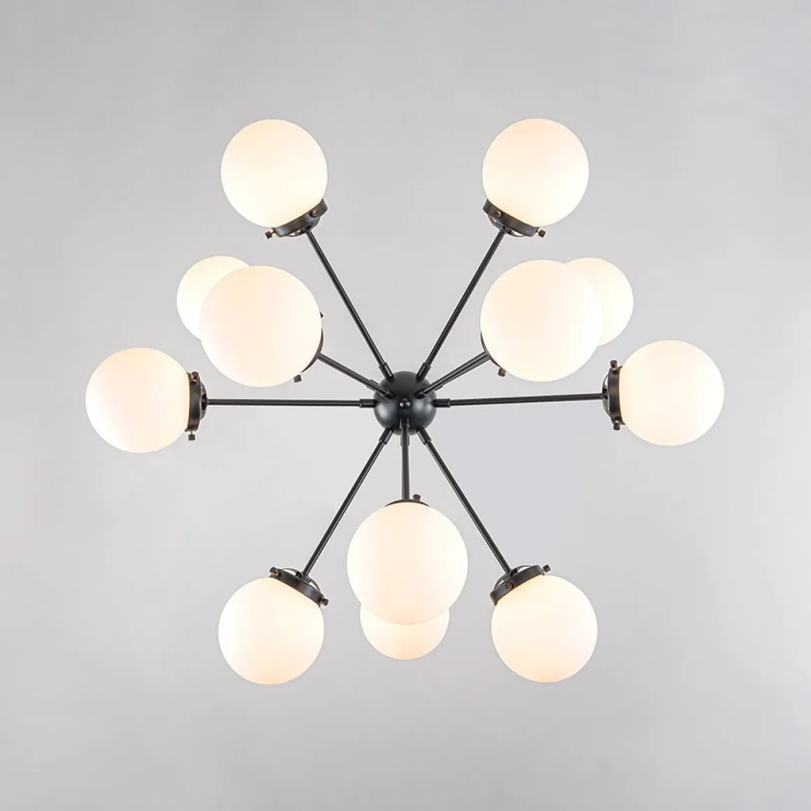 Modern Opal Glass Globe 12-light Sphere Sputnik Chandelier