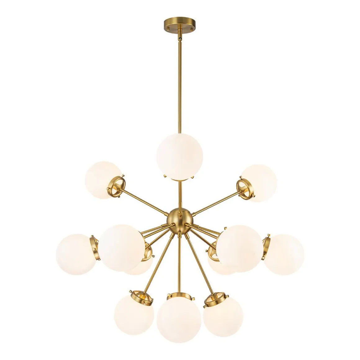 Modern Opal Glass Globe 12-light Sphere Sputnik Chandelier