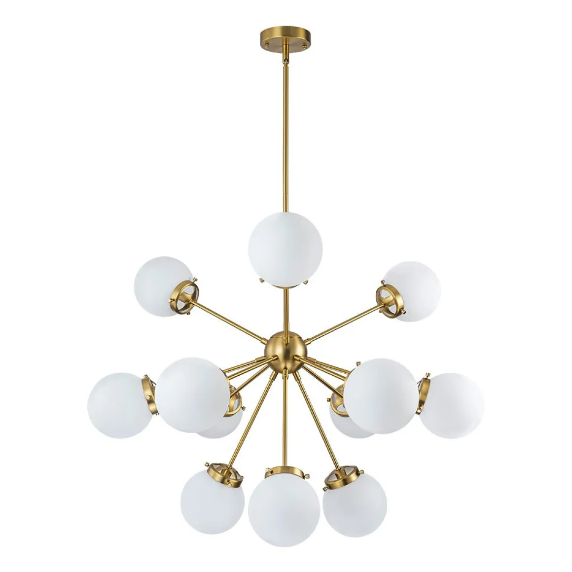 Modern Opal Glass Globe 12-light Sphere Sputnik Chandelier
