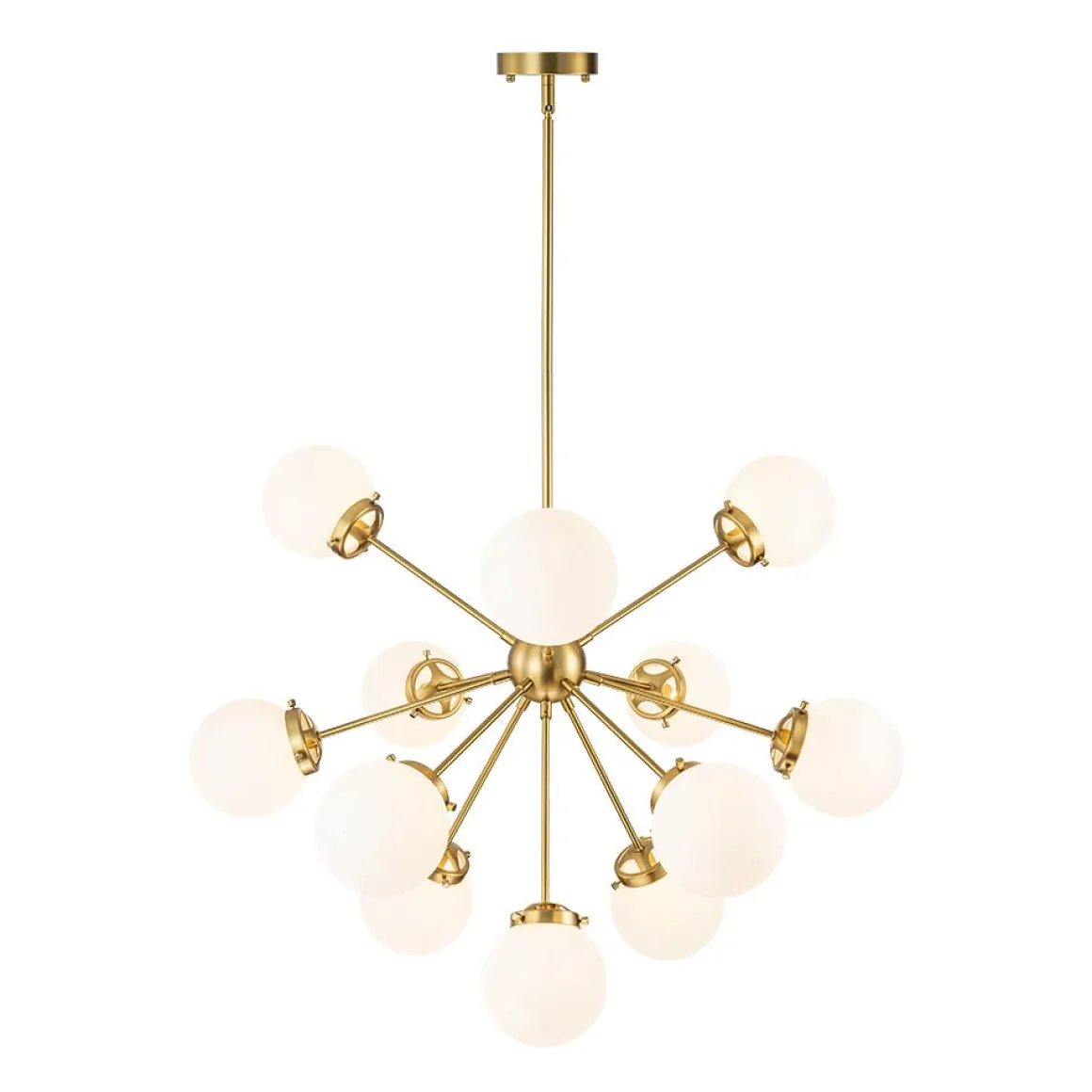 Modern Opal Glass Globe 12-light Sphere Sputnik Chandelier