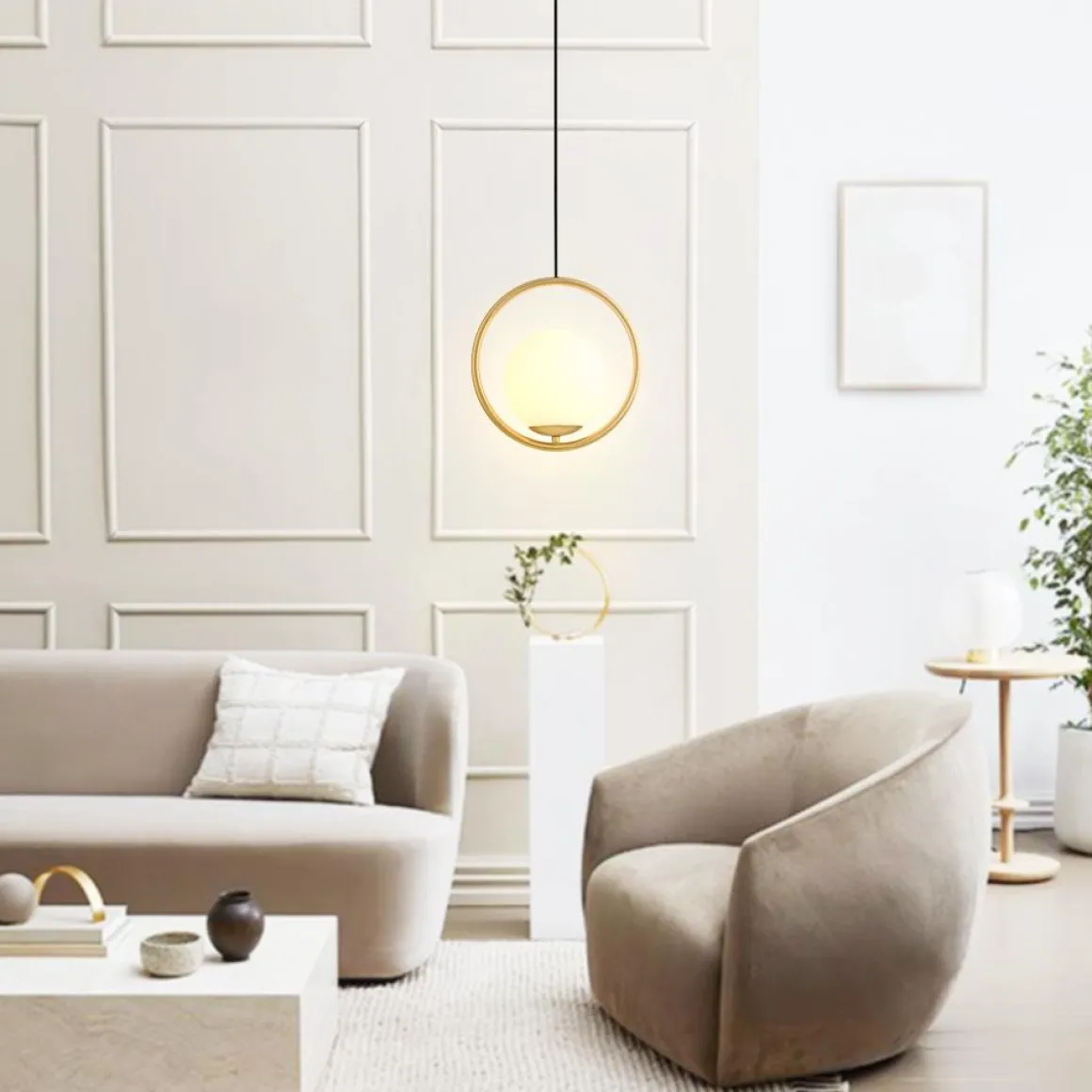 Modern 1-ring Globe Pendant Light