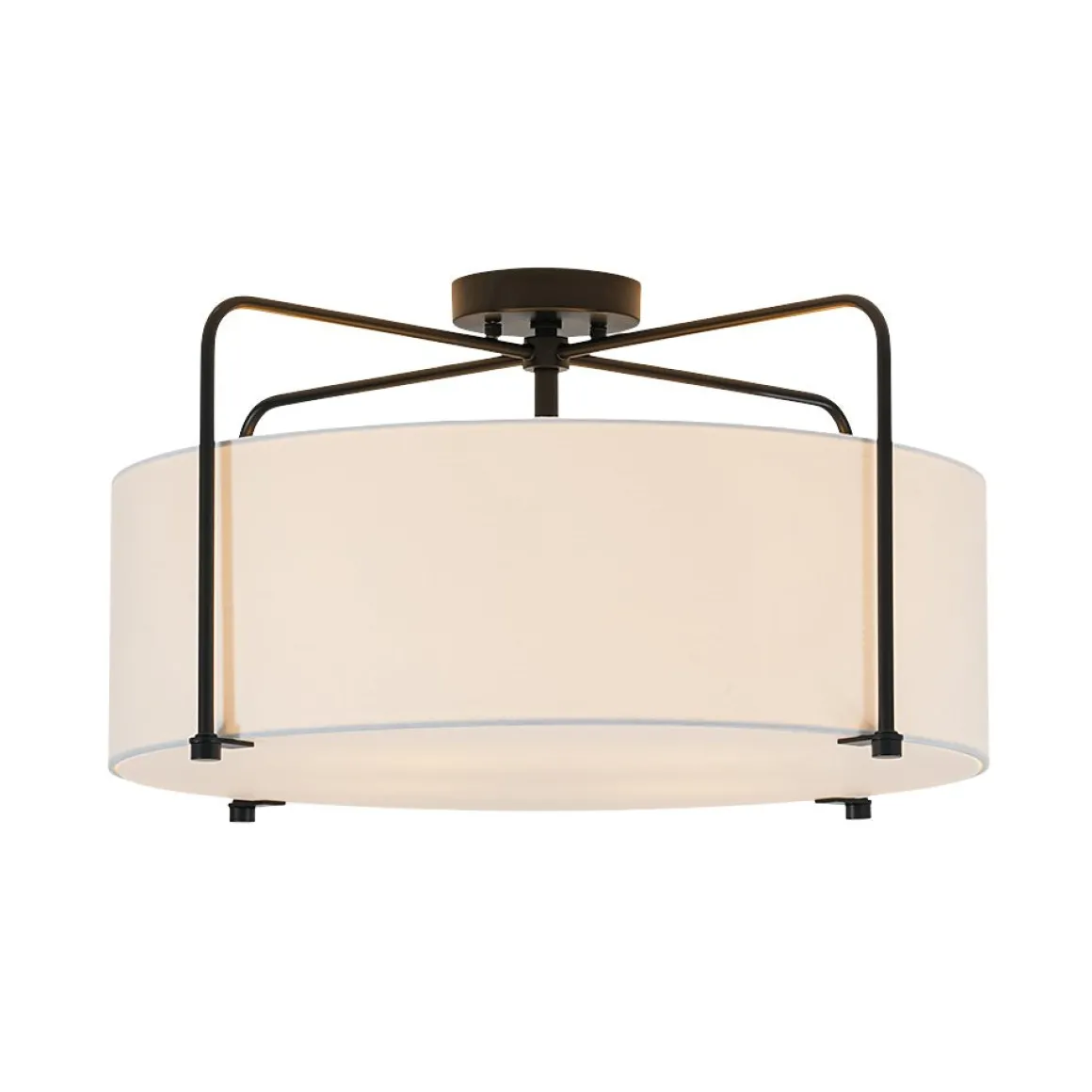 Modern Round White Fabric Drum Cage Semi Flush Mount