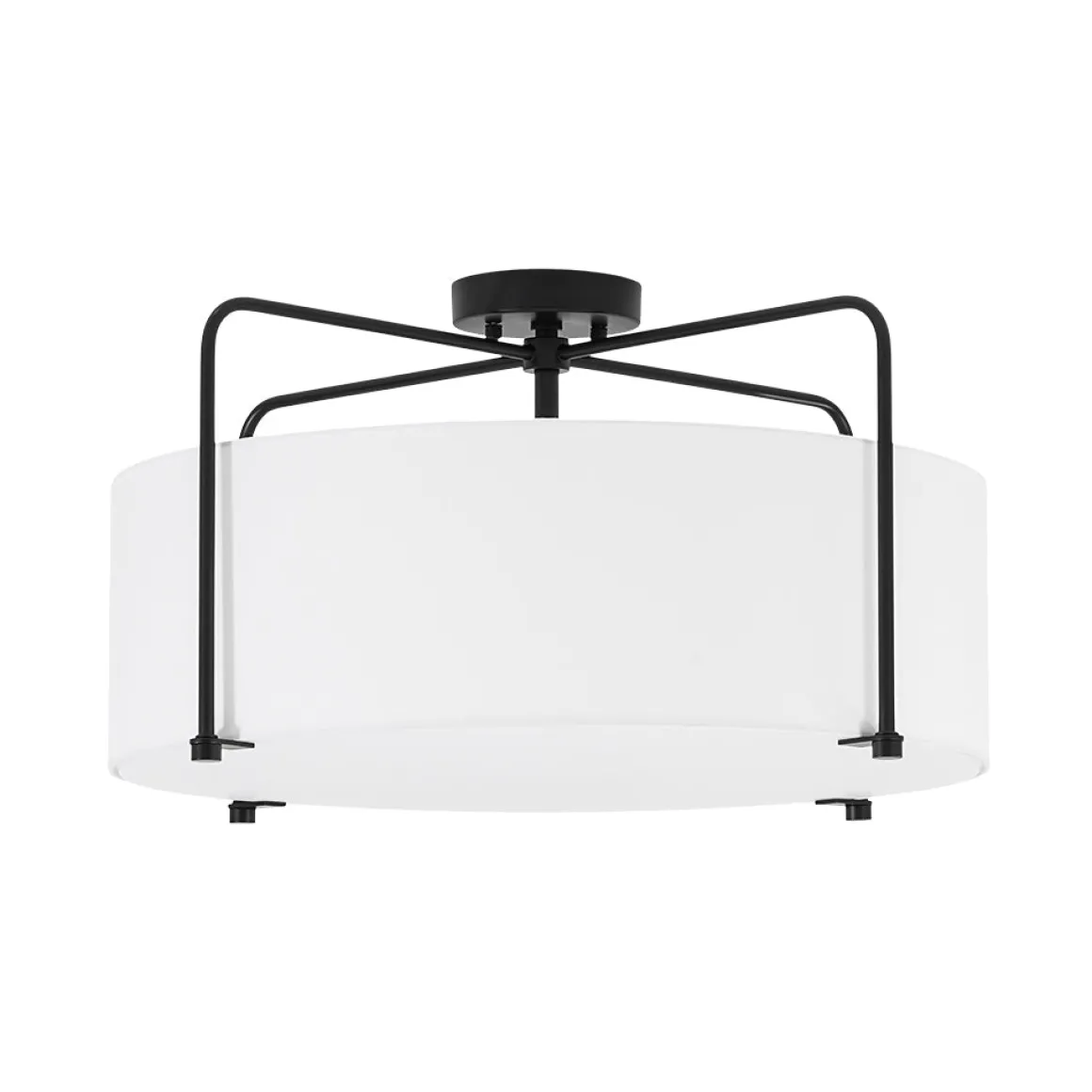 Modern Round White Fabric Drum Cage Semi Flush Mount