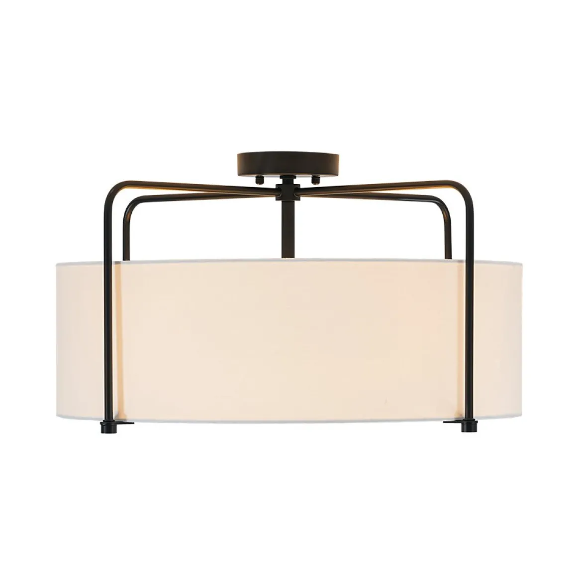 Modern Round White Fabric Drum Cage Semi Flush Mount