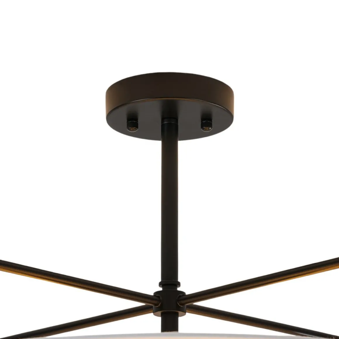 Modern Round White Fabric Drum Cage Semi Flush Mount
