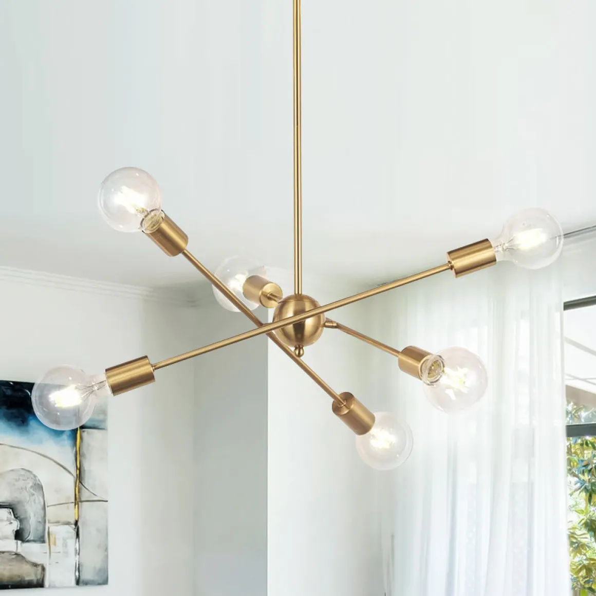 Modern Sphere Gold Sputnik Chandelier