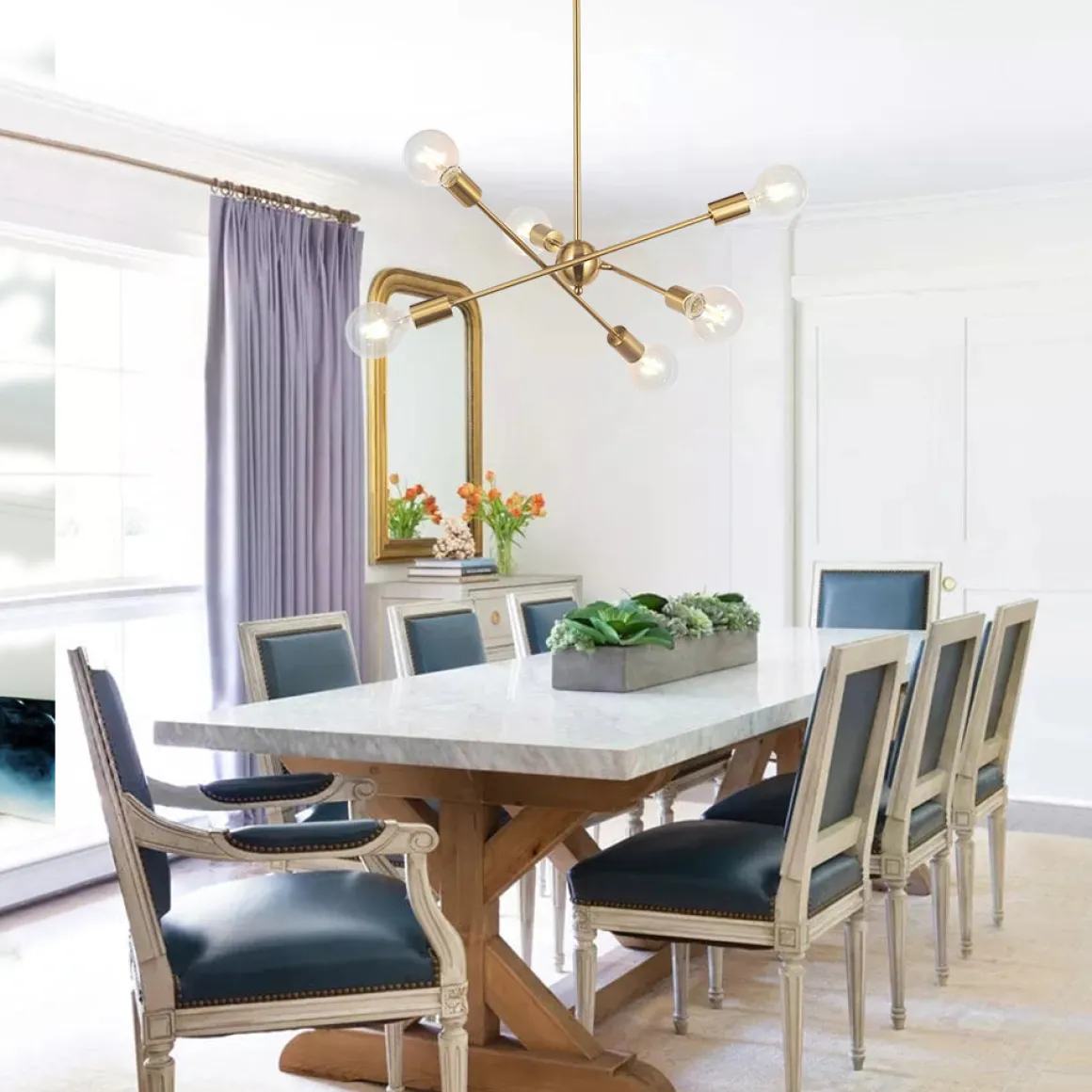 Modern Sphere Gold Sputnik Chandelier