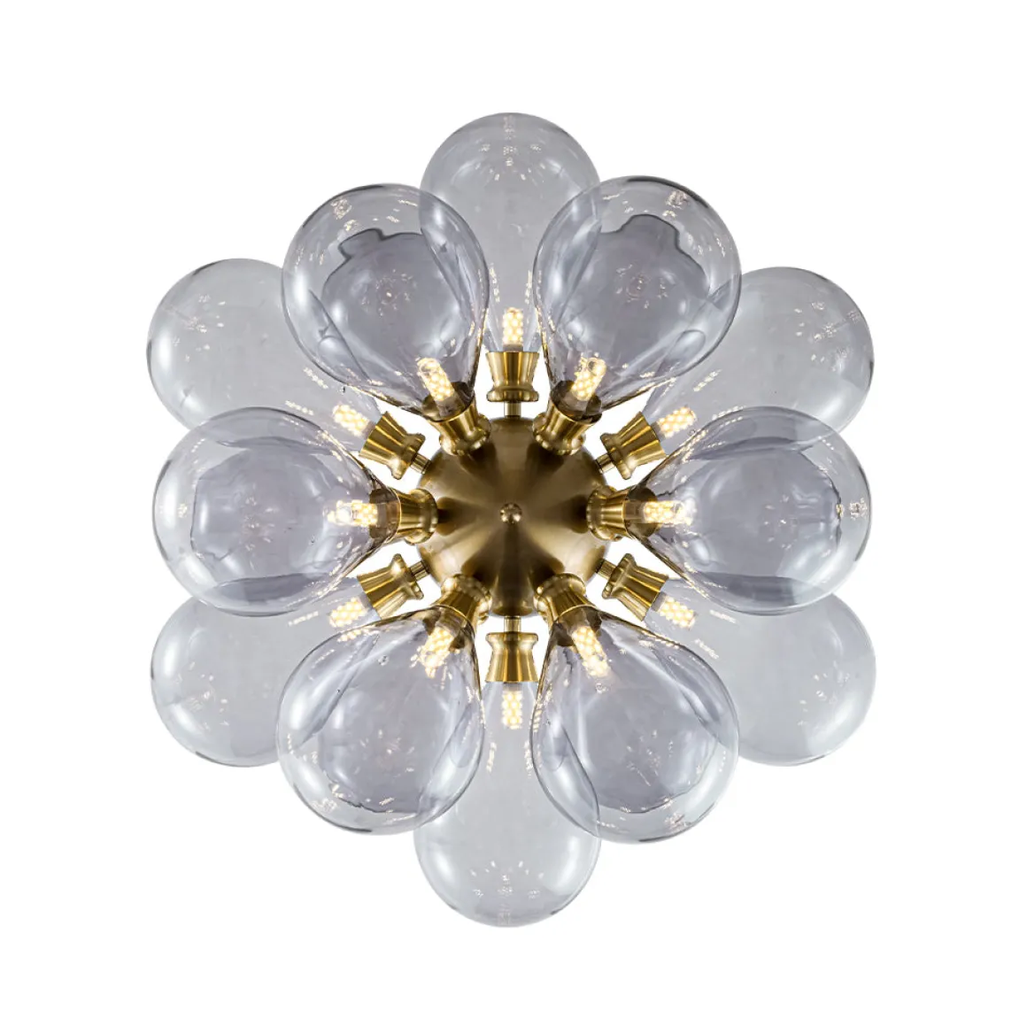 Morandi 18-Light Cluster Lavender Gray Glass Bubble Chandelier