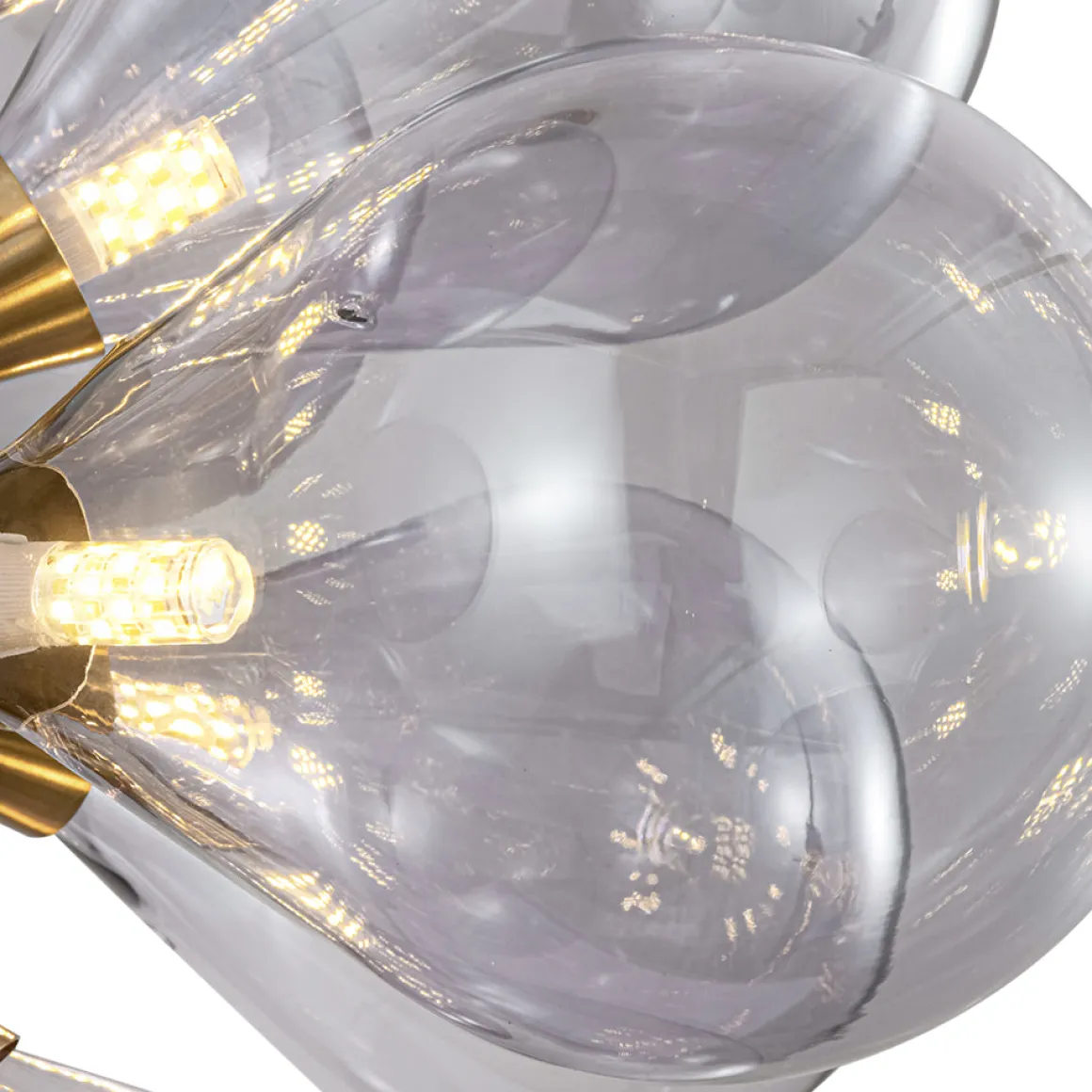 Morandi 18-Light Cluster Lavender Gray Glass Bubble Chandelier