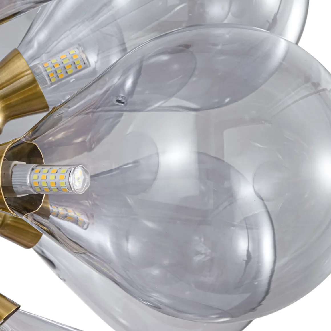 Morandi 18-Light Cluster Lavender Gray Glass Bubble Chandelier