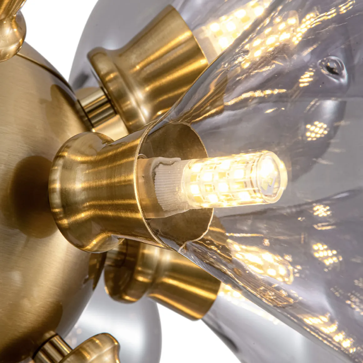 Morandi 18-Light Cluster Lavender Gray Glass Bubble Chandelier