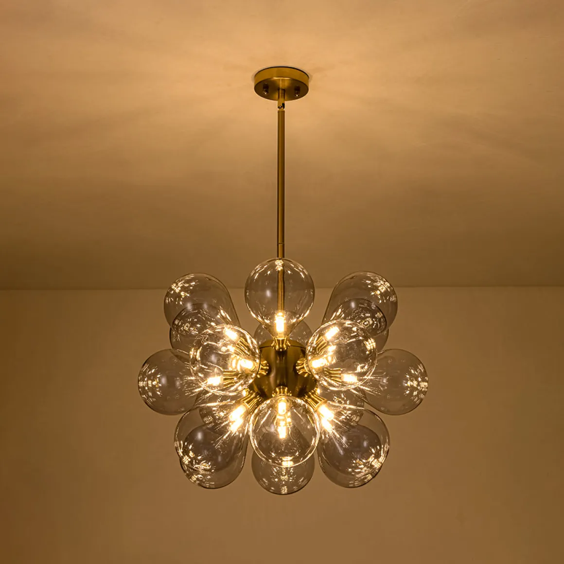 Morandi 18-Light Cluster Lavender Gray Glass Bubble Chandelier