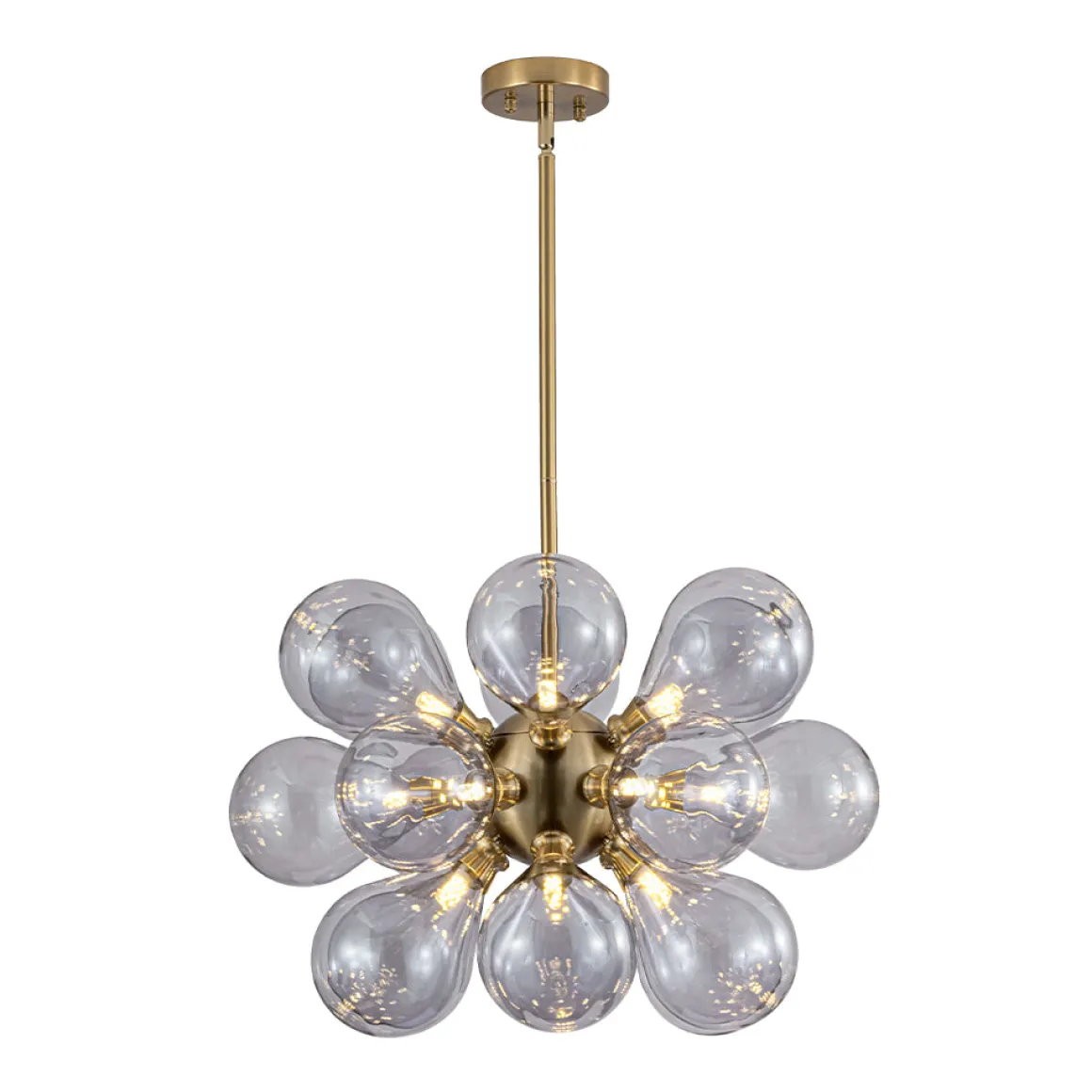 Morandi 18-Light Cluster Lavender Gray Glass Bubble Chandelier